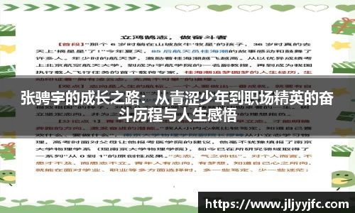 张骋宇的成长之路：从青涩少年到职场精英的奋斗历程与人生感悟